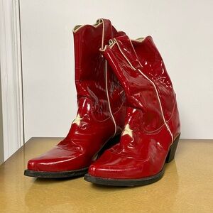 Red Shiny Cowboy Boots